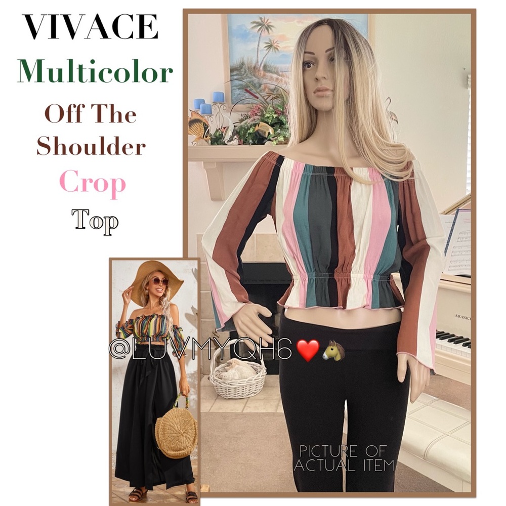 VIVACE Multicolor Off The Shoulder Crop Top
